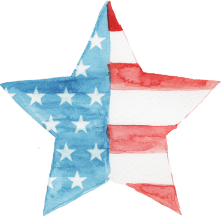 Watercolor Star American Flag